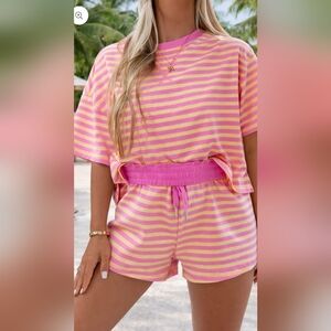 ISO Pink and Yellow Striped Lounge Set 🩷 💛